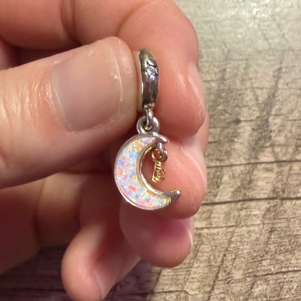 Pandora Two Tone Key and Moon Dangle Charm